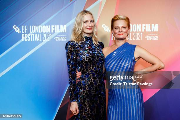 Sorel Carradine and Martha Plimpton attends the "Mass" UK Premiere during the 65th BFI London Film Festival at the BFI Southbank on October 11, 2021...