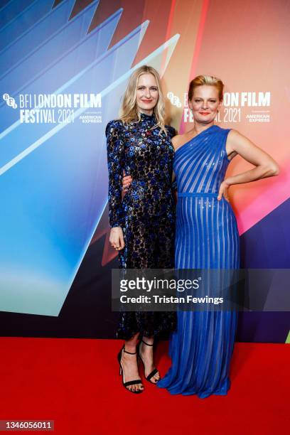 Sorel Carradine and Martha Plimpton attends the "Mass" UK Premiere during the 65th BFI London Film Festival at the BFI Southbank on October 11, 2021...