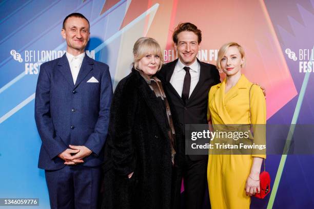 Tom Brooke, Sarah Lancashire, Fran Kranz and Fiona Glascott attend the "Mass" UK Premiere during the 65th BFI London Film Festival at the BFI...