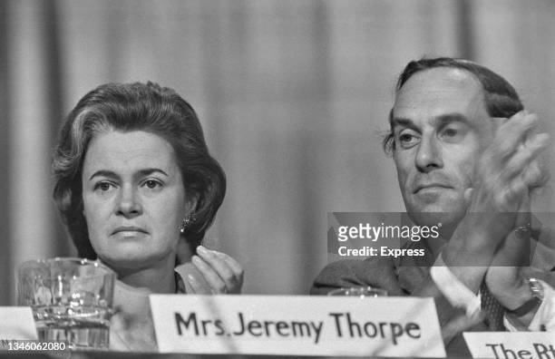 British politician Jeremy Thorpe , leader of the Liberal Party, with his wife, pianist Marion Stein at the Liberal Party conference in Southport, UK,...