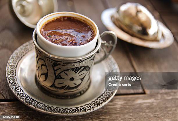 close up image of delicious coffee from turkey - turkish coffee stock pictures, royalty-free photos & images