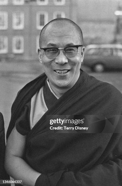 Tibetan Buddhist leader Tenzin Gyatso, the 14th Dalai Lama visits St George's Chapel in Windsor, UK, October 1973.