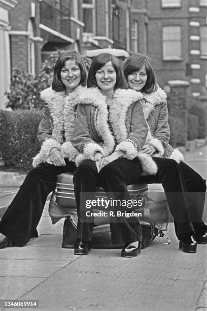 British pop group The Karlins, singing triplets Linda, Elaine and Evelyn Wilson, UK, 18th January 1974.