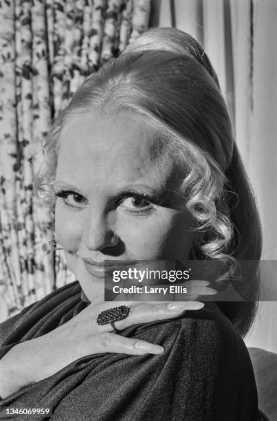 American jazz and pop siner Peggy Lee in London to record a Christmas show, UK, 15th November 1973.