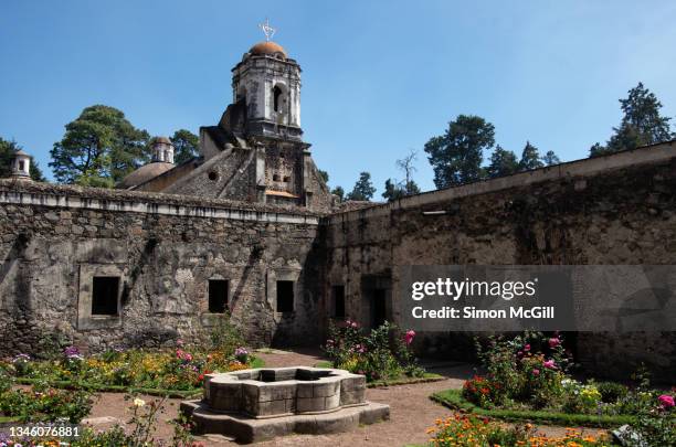 ex-convent desierto de los leones, mexico city, mexico - fountain courtyard fotografías e imágenes de stock