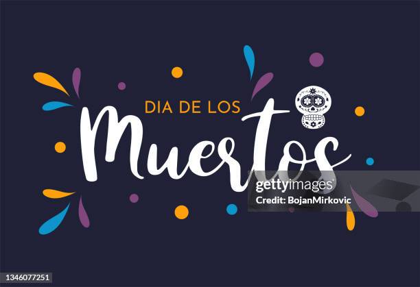 dia de los muertos. day of the dead colorful card. vector - all souls day 幅插畫檔、美工圖案、卡通及圖標