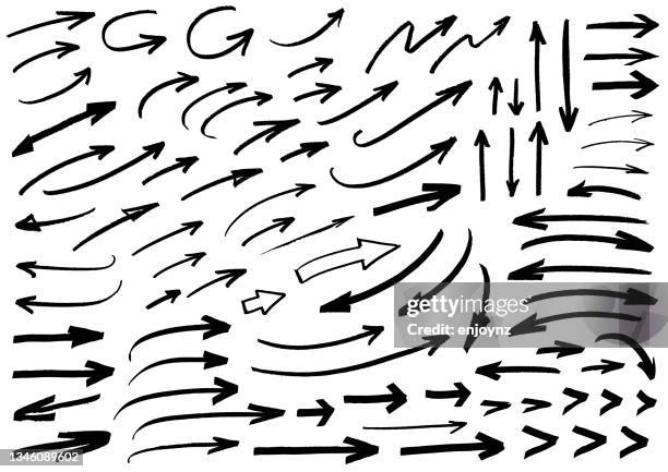 stockillustraties, clipart, cartoons en iconen met black arrows white background - drawing activity