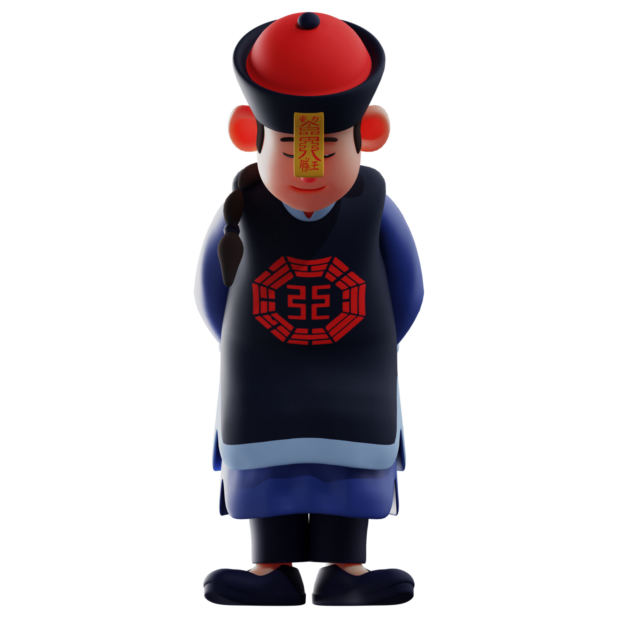 Chinese Vampire 3D Cartoon Illustration with bow down poses Chinese Vampire 3D Cartoon Illustration with bow down poses