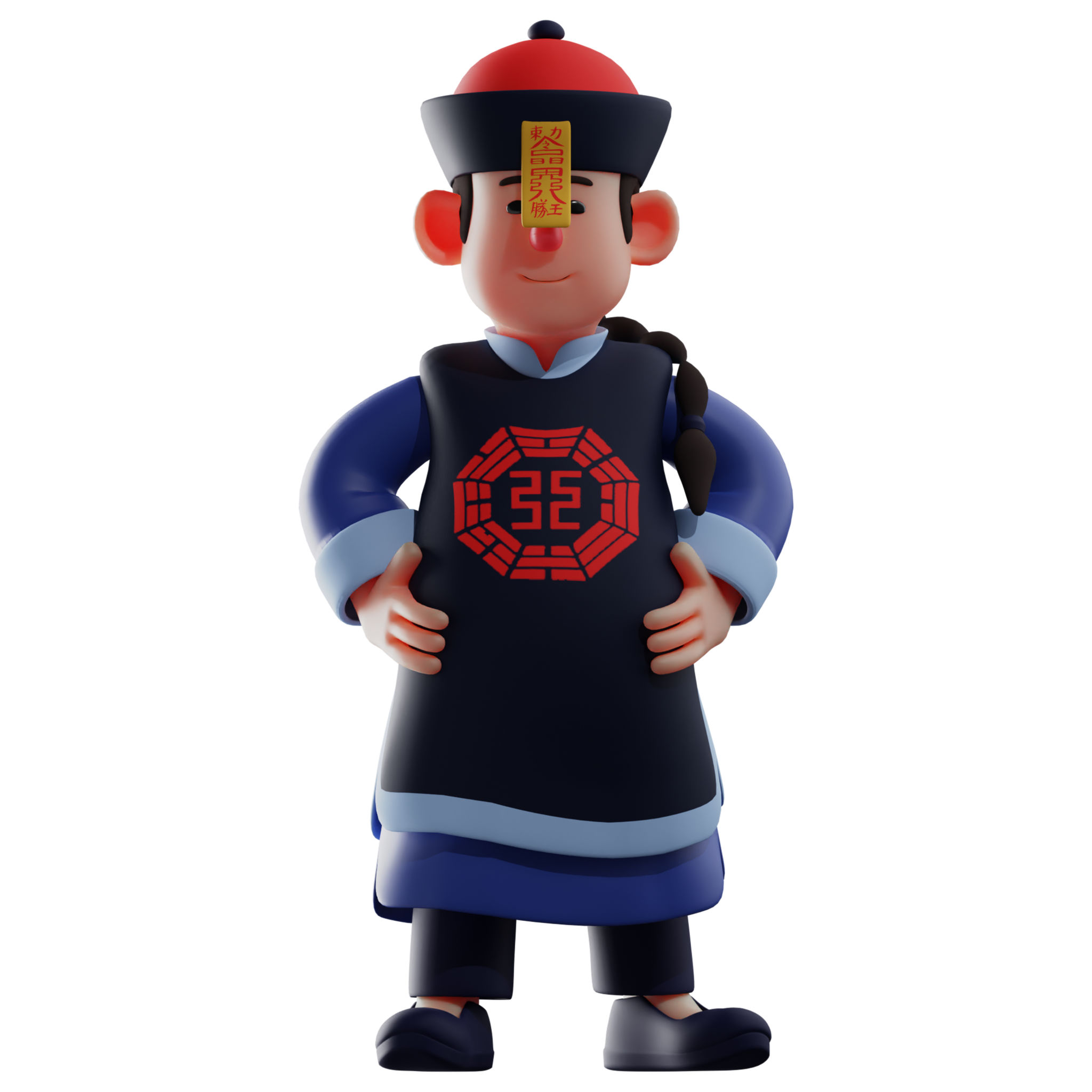 3D Vampire Cartoon Illustration wearing gorgeous Traditional Chinese costume 3D Vampire Cartoon Illustration wearing gorgeous Traditional Chinese costume