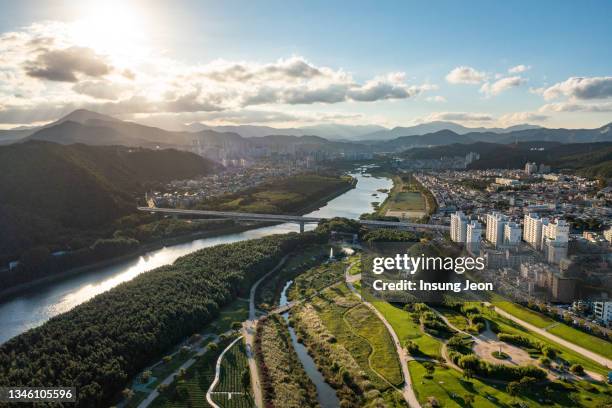 aerial view of  ulsan city skyline - seoul stock pictures, royalty-free photos & images