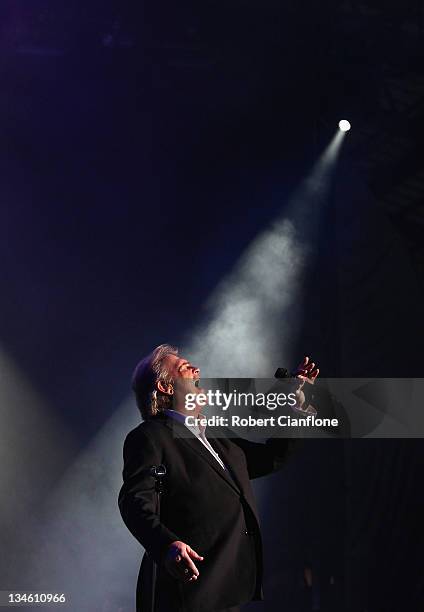 John Farnham performs on stage as part of the Race By Day Rock All Night Concert series at the ANZ Stadium on December 3, 2011 in Sydney, Australia.