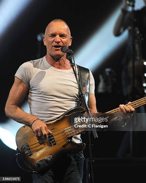 Bassist/Vocalist Sting performs at Nob Hill Masonic Auditorium on December 2, 2011 in San Francisco, California.