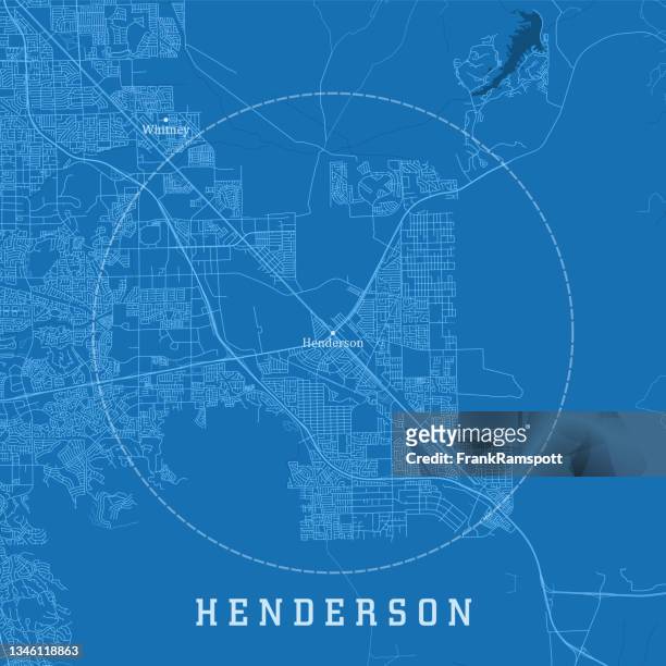 illustrazioni stock, clip art, cartoni animati e icone di tendenza di henderson nv city vector road map testo blu - henderson - nevada