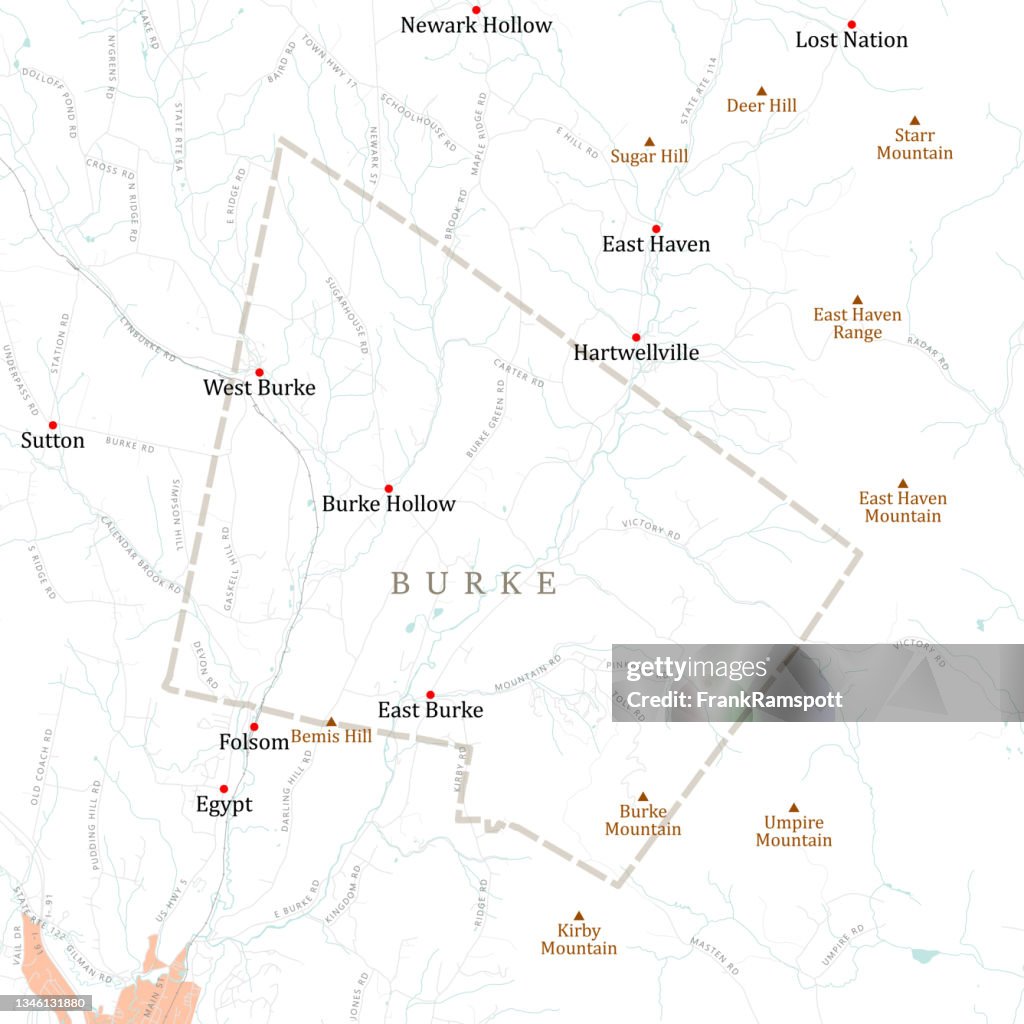 VT Caledonia Burke Vector Road Map