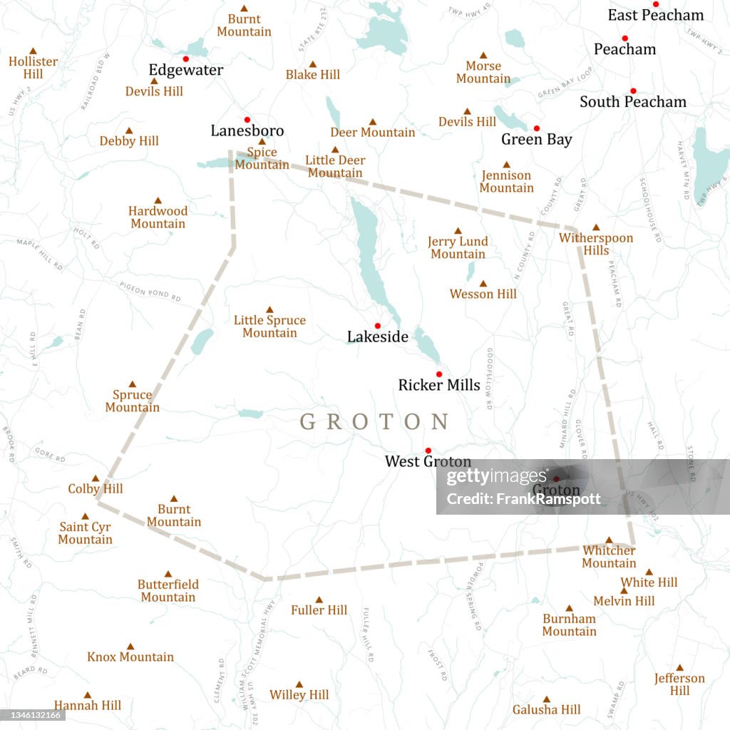 VT Caledonia Groton Vector Road Map