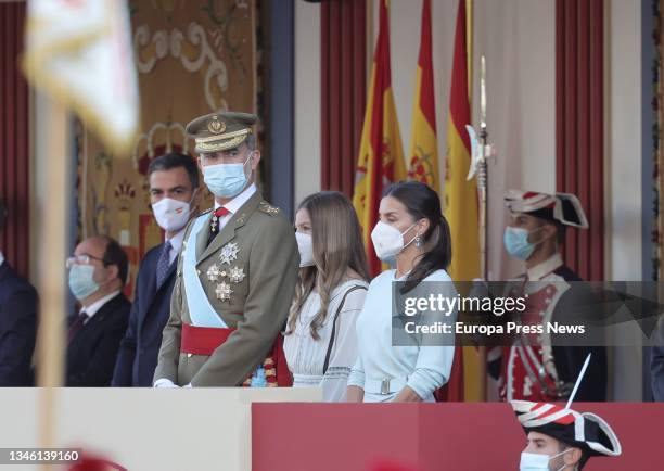 The Minister of Sport and Culture, Miquel Iceta; the President of the Government, Pedro Sanchez; King Felipe VI; the Infanta Sofia; and Queen...