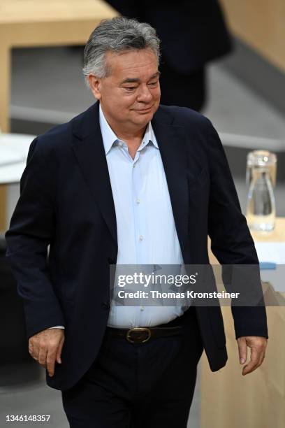 Vice-Chancellor Werner Kogler is seen during a special session of the Nationalrat, the Austrian parliament, after allegations against former...