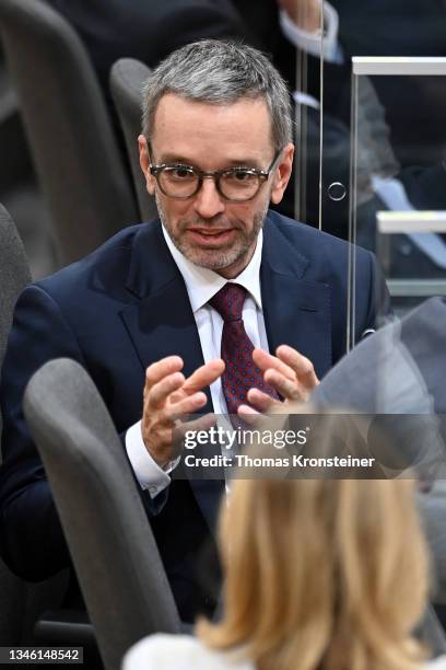Head of the far-right Austrian Freedom Party Herbert Kickl is seen during a special session of the Nationalrat, the Austrian parliament, after...