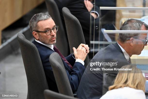 Head of the far-right Austrian Freedom Party Herbert Kickl is seen during a special session of the Nationalrat, the Austrian parliament, after...