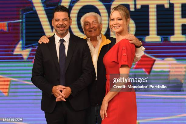 Salvo Sottile, Michele Guardì and Anna Falchi during the photocall of the transmission your facts to Rai Studios Via Teulada. Rome , September 10th,...