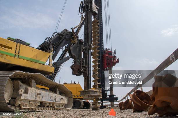 bridge construction for a  new highway - building foundations stock pictures, royalty-free photos & images