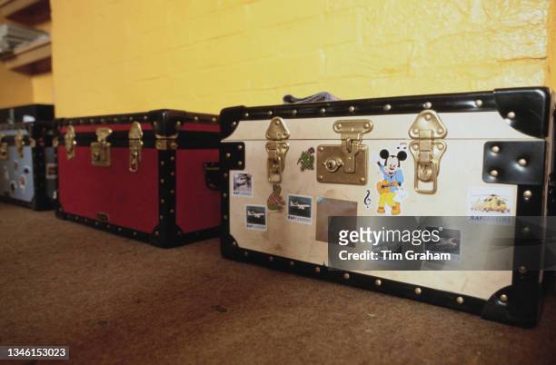 Pupils' trunks at Ludgrove School, an independent preparatory boarding school in Wokingham, Berkshire, England, 18th November 1989. Notable Old...