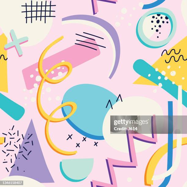 colorful 80s seamless pattern - fun background stock illustrations