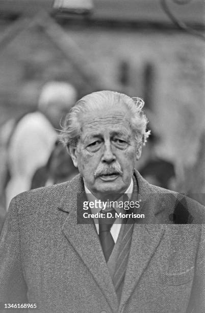 Former British Conservative Prime Minister Harold Macmillan at St Giles' Parish Church in Horsted Keynes, Sussex, on his 80th birthday, UK, 10th...