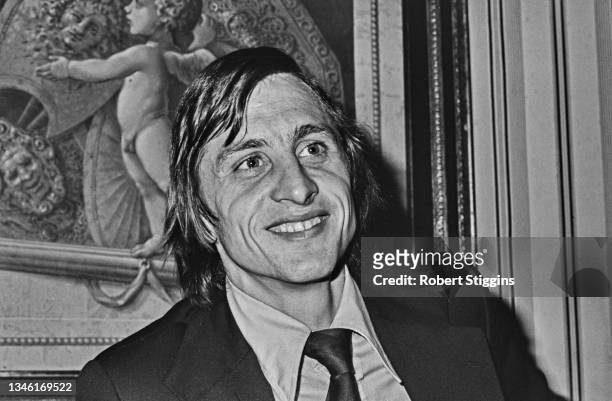 Dutch footballer Johan Cruyff of FC Barcelona, UK, March 1974.