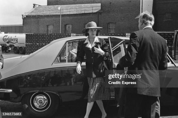 Princess Benedikte of Denmark at the official opening of a Carlsberg brewery in Northampton, UK, 10th May 1974.