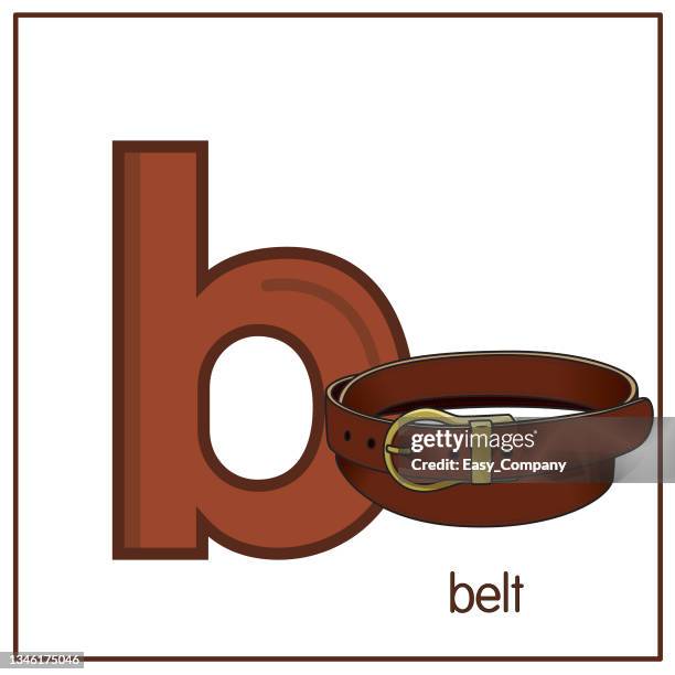 vector illustration of belt with alphabet letter b lower case for children learning practice abc - girdle stock illustrations