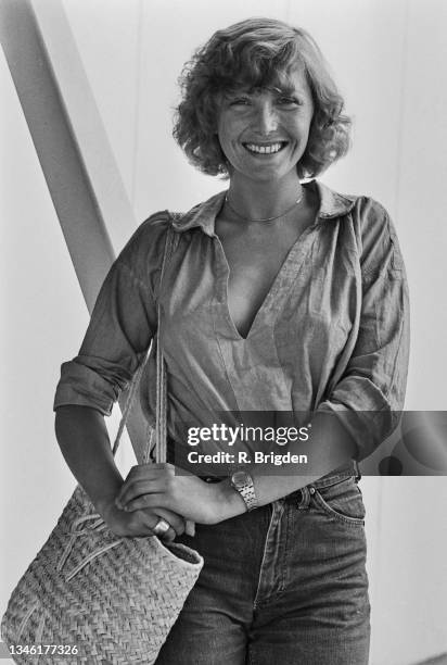 French actress Aurore Clément at Heathrow Airport in London, UK, 4th June 1974.