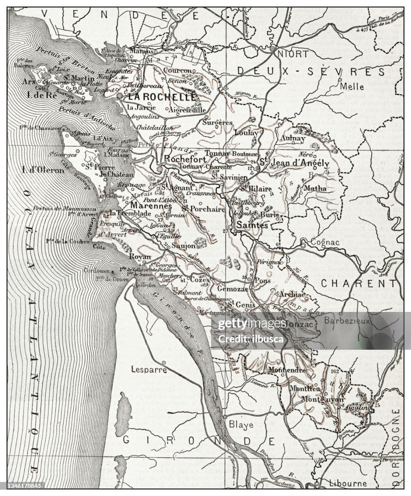 Antique French map of La Charente Inferieure (département)