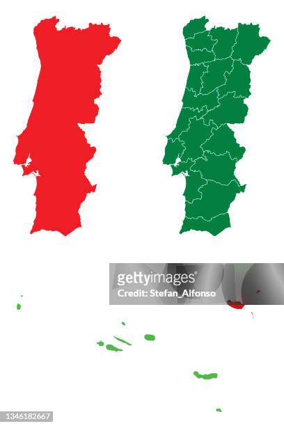 vector shape of portugal and its provinces - madeira stock illustrations