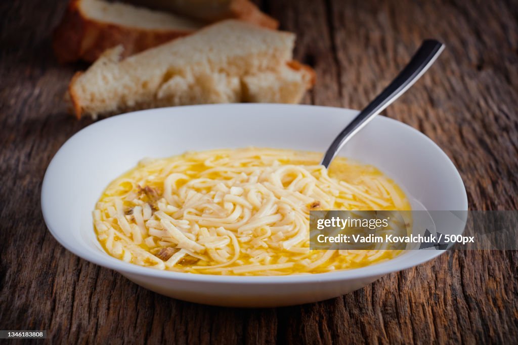Close-up of food in plate on table
