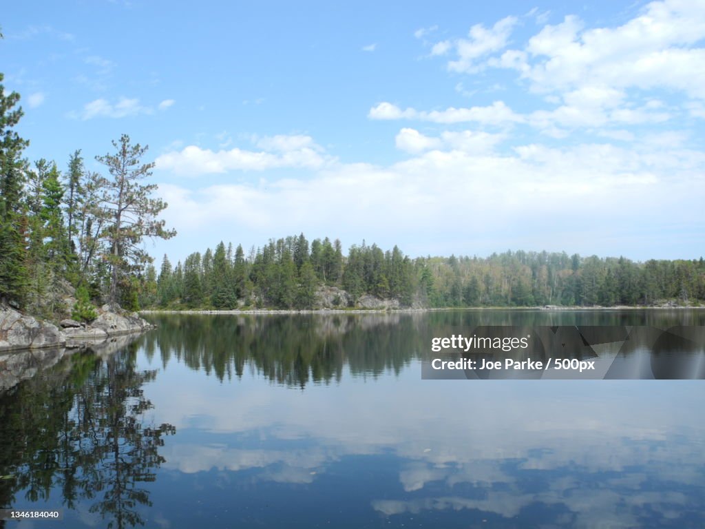 Scenic view of lake against sky,Fall Lake Township,Minnesota,United States,USA