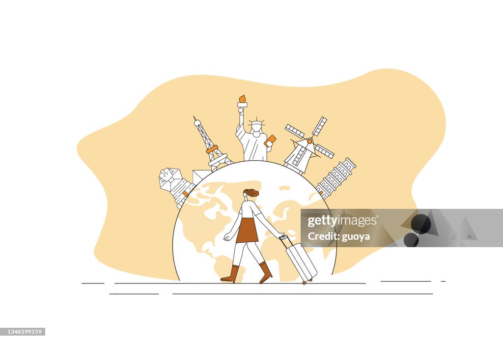 Woman travels all over the world.