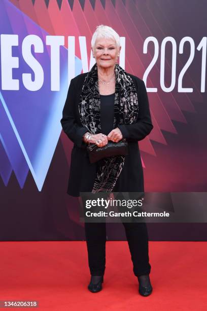 Dame Judi Dench attends the "Belfast" European Premiere during the 65th BFI London Film Festival at The Royal Festival Hall on October 12, 2021 in...