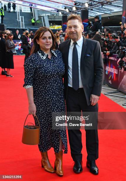 Lindsay Brunnock and Kenneth Branagh attend the UK Premiere of "Belfast" during the 65th BFI London Film Festival at The Royal Festival Hall on...