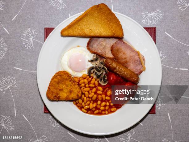 The full English breakfast served at The Chelston Hotel on July 6,2021 in Blackpool, England.