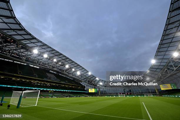 General view inside the stadium prior to the International Friendly match between Republic of Ireland and Qatar at Aviva Stadium on October 12, 2021...