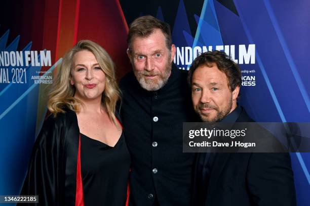 Jason Flemyng, Hannah Walters and Stephen Graham attend the "Boiling Point" UK Premiere during the 65th BFI London Film Festival at Prince Charles...