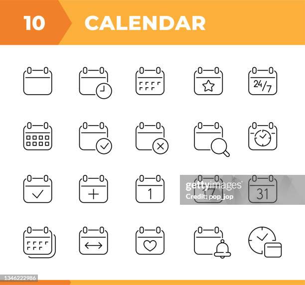 calendar - line icons. editable stroke. vector stock illustration - slug stock illustrations