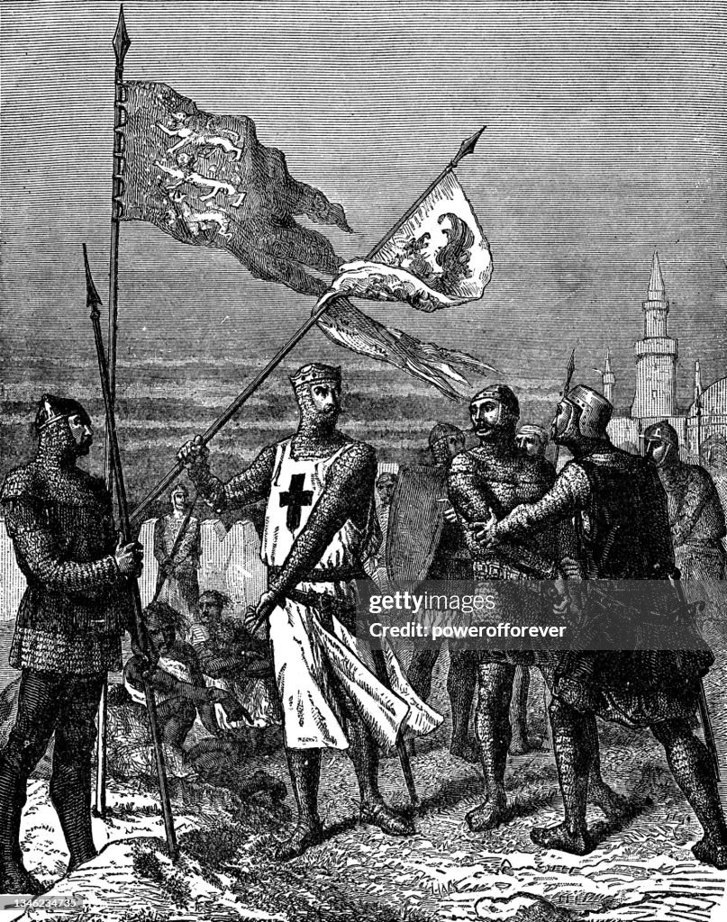 König Richard I. und die Tempelritter kommen während des Dritten Kreuzzugs an die Küste Israels - 12. Jahrhundert