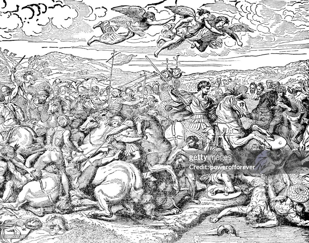 Die Schlacht an der Milvischen Brücke, Gemälde von Giulio Romano - 16. Jahrhundert