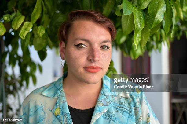 non-binary person portrait - nb stock pictures, royalty-free photos & images