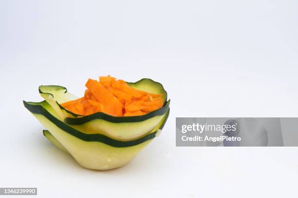 salat with zucchini and carrot - zanahoria stock pictures, royalty-free photos & images