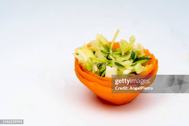 salat with zucchini and carrot - zanahoria stock pictures, royalty-free photos & images