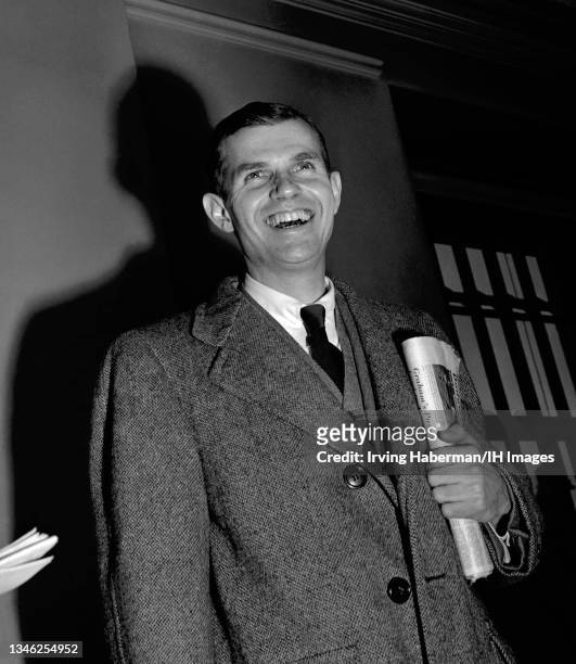 American government official accused in 1948 of having spied for the Soviet Union in the 1930's Alger Hiss smiles at the Federal Courthouse prior to...