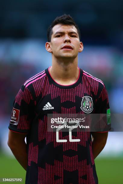 Hirving Lozano of Mexico during the match between Mexico and Honduras as part of the Concacaf 2022 FIFA World Cup Qualifier at Azteca Stadium on...